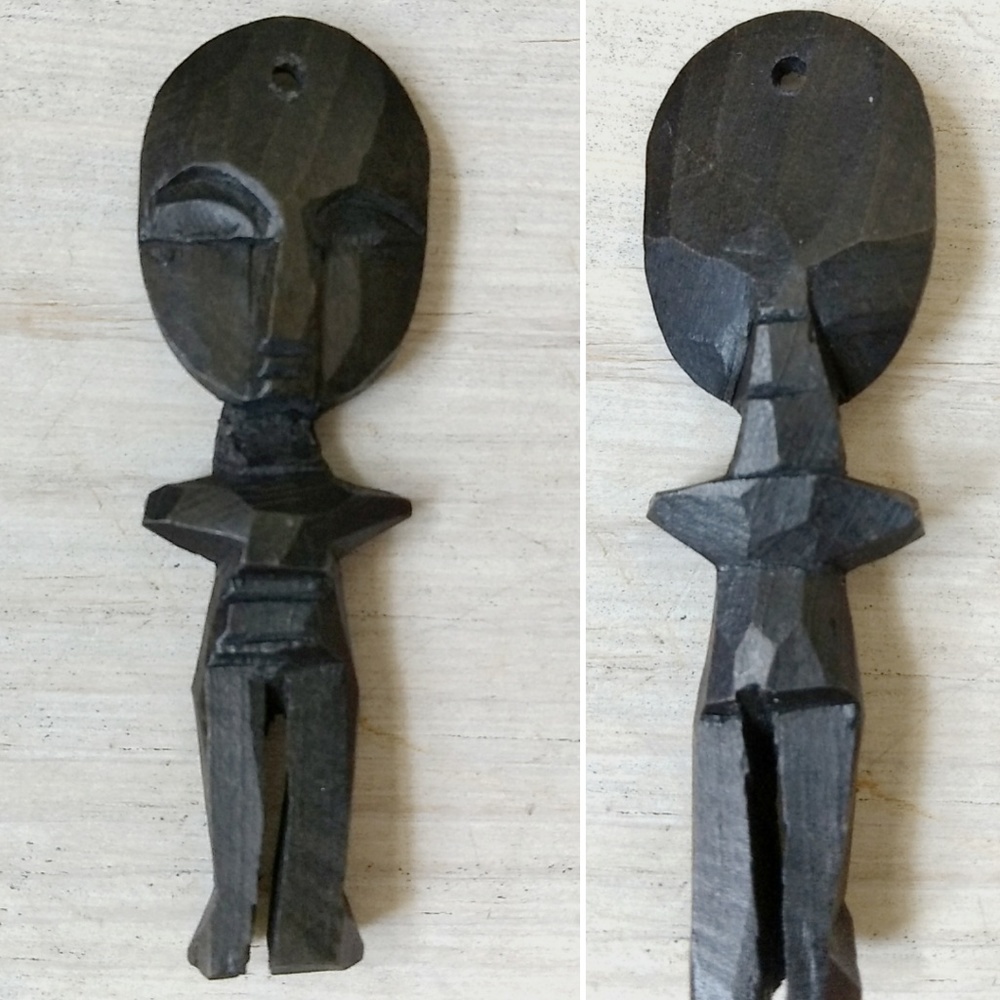 KENYA Ashante Ebony Vintage Wood Doll Pendent - Picture 2 of 8